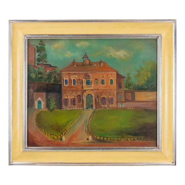 Sirio Pellegrini, Villa, Oil Painting, 1960s For Sale