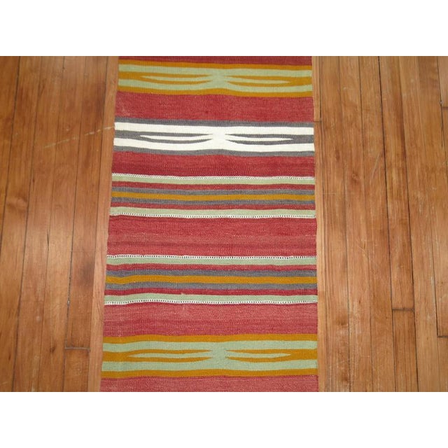 Vintage Zabihi Collection Narrow Long Kilim Runner - 1'9" x 16'11" For Sale In New York - Image 6 of 7