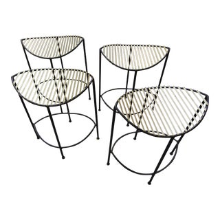 Mid Century Modern Metal Curved Stools (4) - Set of 4 For Sale