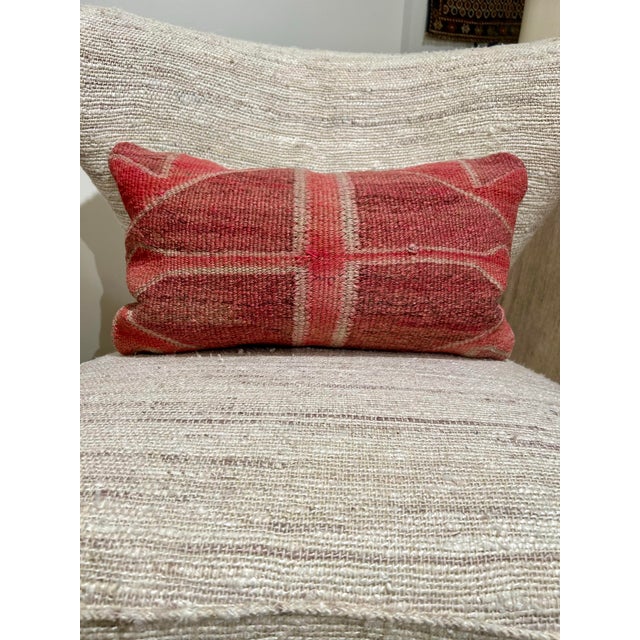 Add character and timeless texture to your space with this handcrafted 13” x 23” vintage kilim lumbar pillow. Made from an...