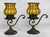 Vintage Gothic Revival Wrought Iron & Blown Amber Glass Candle Holders - A Pair For Sale - Image 4 of 9