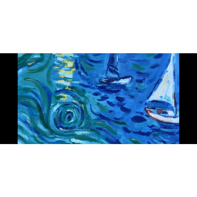 Shabby Chic Sail Away With Me - Modern Impressionist Oil Painting Seascape For Sale - Image 3 of 8