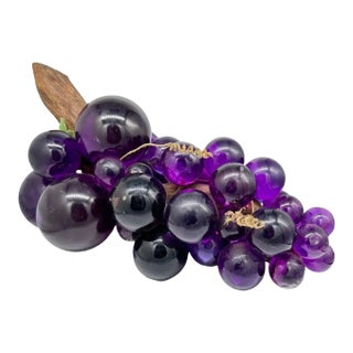Vintage Mid-Century Large Glass Lucite Puple Grape Cluster For Sale