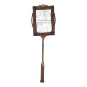 Vintage Wooden Badminton Racket in Antique Wood Press for Designer Decorating Racquet Beach House Wall Decor