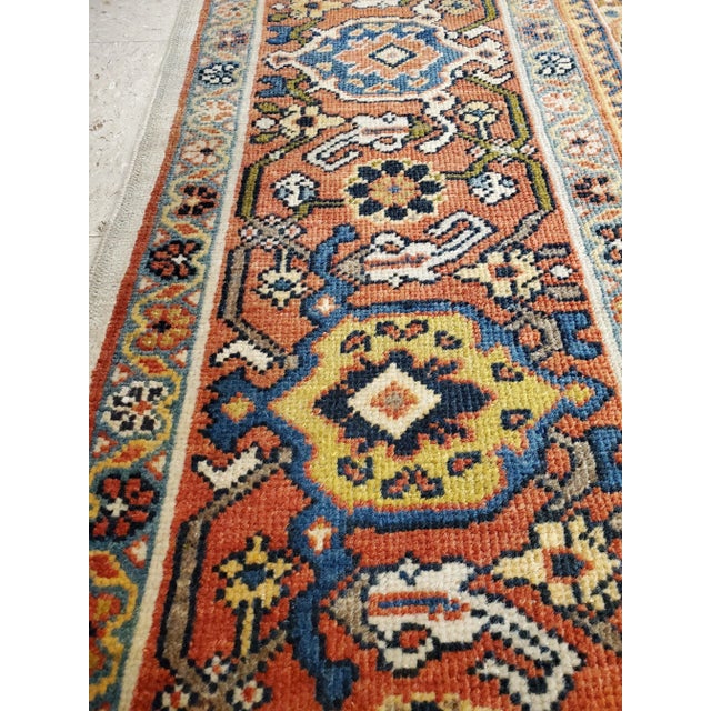 Ivory Antique Persian Sultanabad Carpet, Wool Ivory, Blue, Oriental Rug Hand Knotted For Sale - Image 8 of 11
