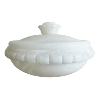 Italian Alabaster Carved Lidded Dish, 1960s For Sale