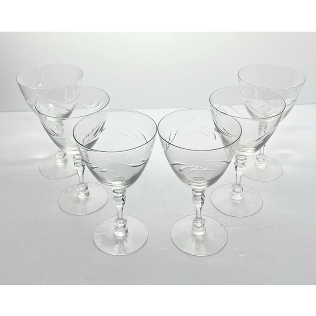 American 1950s Tiffin Franciscan “Surf” Water Glasses - Set of 6 For Sale - Image 3 of 6