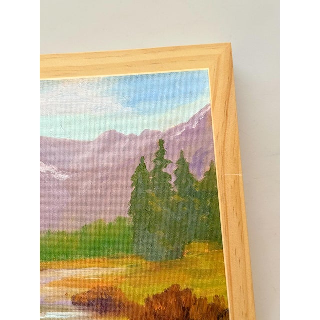 Traditional Impressionist Landscape Painting in Modern Maple Gallery Frame For Sale - Image 3 of 8