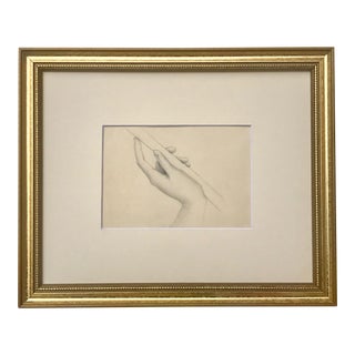 Antique Original Artist Drawing Study of a Hand C. 1920 For Sale