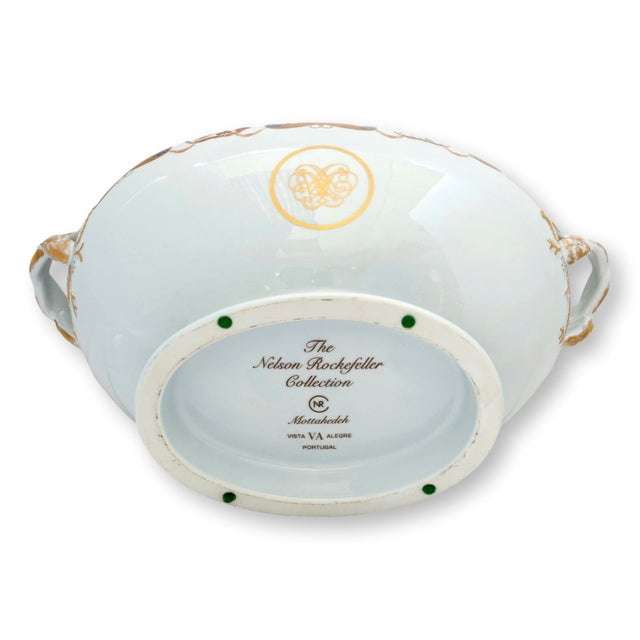 A magnificent covered soup tureen in Mottahedeh's celebrated Golden Butterfly pattern, richly decorated with brilliant...