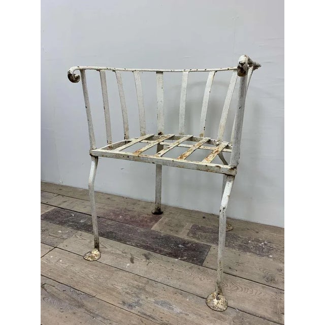 19th Century English Wrought Iron Garden Chair with Rounded Back For Sale - Image 6 of 13