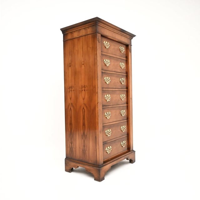 Yew Wood Wellington Chest of Drawers, 1950 For Sale - Image 3 of 11