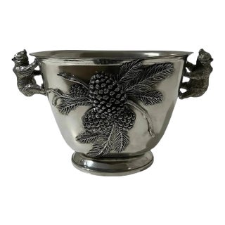 Large Cipolla Pewter Collectible Bear Wine Bucket Cooler From Gorsuch in Aspen For Sale
