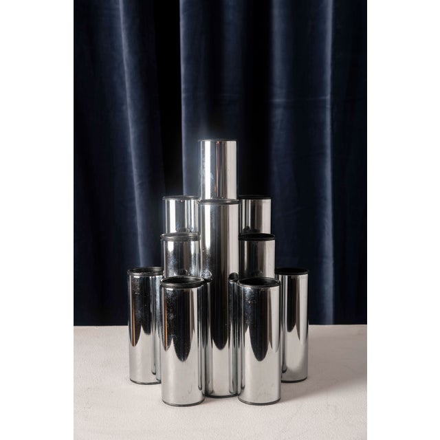Space Age Vases in Chromed Metal, Europe, 1970s, Set of 3 For Sale - Image 11 of 18