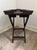 1980s Dark Wood Folding Butler Tray Table Woven Bamboo Inlay Removable Serving Tray For Sale - Image 13 of 13