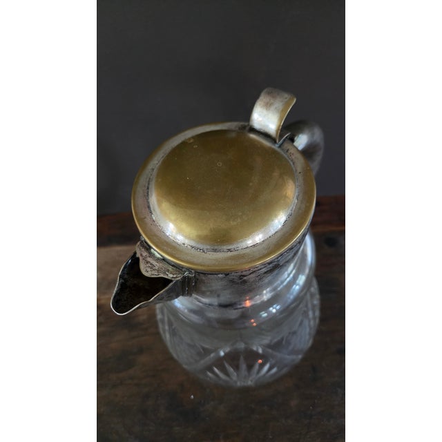 Mid 20th Century Cut Crystal and Silverplate Ice-Tube Beverage Pitcher For Sale - Image 13 of 18