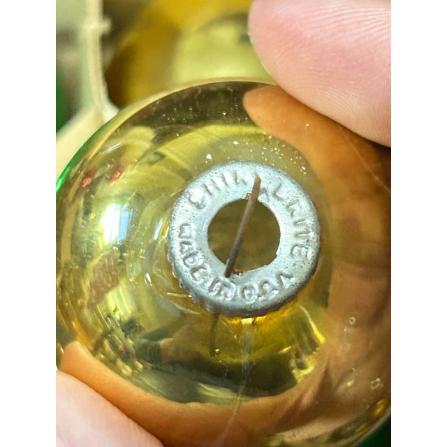 Glass Vintage Shiny Brite Green and Gold Glass Christmas Ornaments – Set of 12 in Original Box For Sale - Image 7 of 12