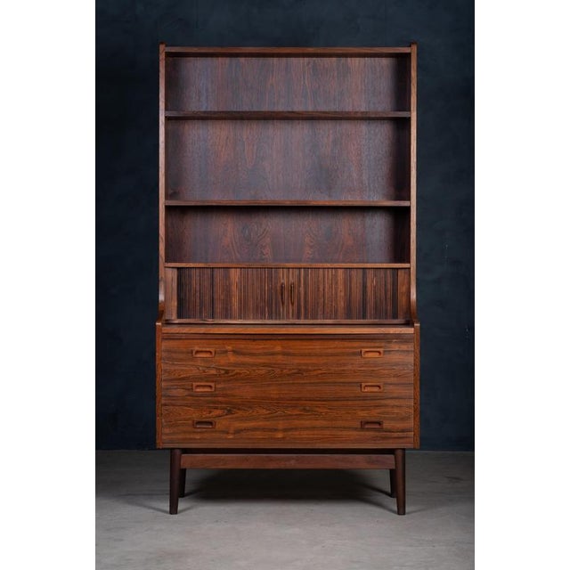 Wood Rosewood Bookcase attributed to Johannes Sorth for Nexø Møbelfabrik, 1960s For Sale - Image 7 of 12