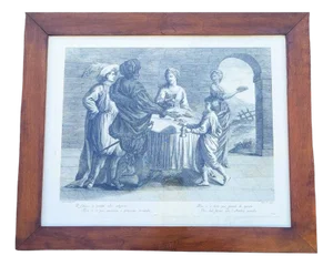 Interior Scene, Engraving, 19th Century, Framed