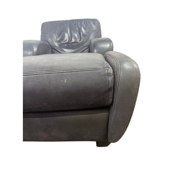 Animal Skin Roche Bobois Leather Lounge Chair With Ottoman For Sale - Image 7 of 10