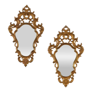 Pair of Italian Baroque Giltwood Mirrors, Circa 1800