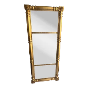 Antique 19th Century American Empire Large Over Mantel Gilt Wood Mirror