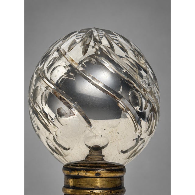 19th Century 19th Century, French Spiral-Cut Mercury Glass Newel Post Finial With Bronze Base For Sale - Image 5 of 8
