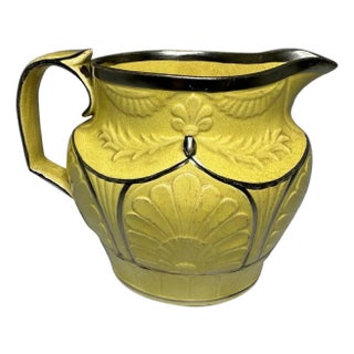 Antique Canary Yellow Silver Luster Pitcher: Staffordshire Regency Jug For Sale