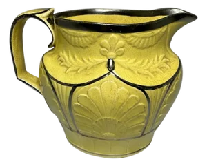 Antique Canary Yellow Silver Luster Pitcher: Staffordshire Regency Jug