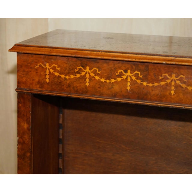 Sheraton Burr Elm & Walnut Inlay Dwarf Bookshelf from Brights of Nettlebed For Sale - Image 4 of 16