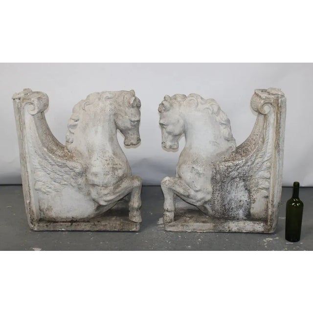 Italian Cast Stone Pegasus Garden Statues - Set of 2 For Sale - Image 9 of 10