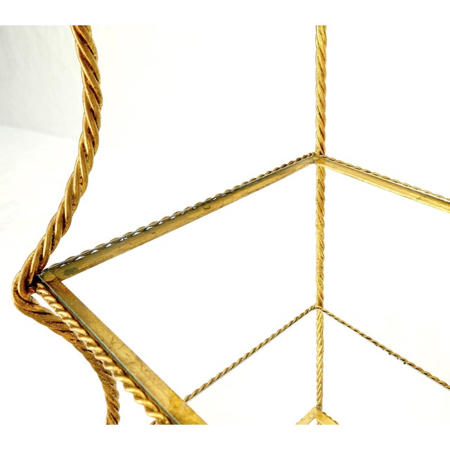 4 Tier Italian "Twisted Rope" Gilt Metal Step Etagere Decorative Shelf For Sale - Image 10 of 12