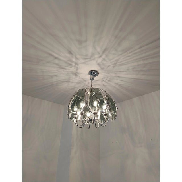 Mid-Century Modern Mid-Century Modern Chrome and Smoked Glass Chandelier, Emi Poljcane/ 1970s For Sale - Image 3 of 11