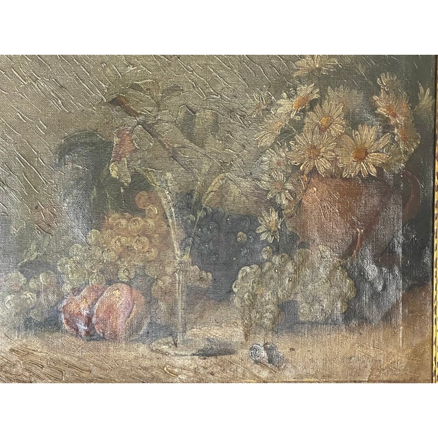 19 Th C German Still Life on Canvas in Gilded Frame For Sale - Image 15 of 16