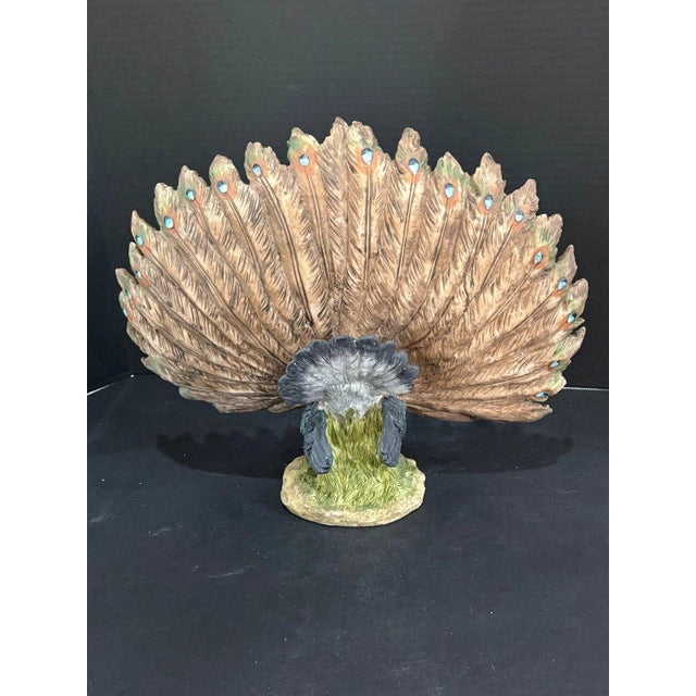 Workaday Handmade Peacock Wheel Open Statue Handmade Artwork Wildlife Bird Sculpture Decor For Sale - Image 4 of 9