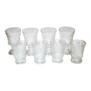 Vintage Tiara Ponderosa Pine Christmas Holiday Glassware Set of 8 Stemware 1970's