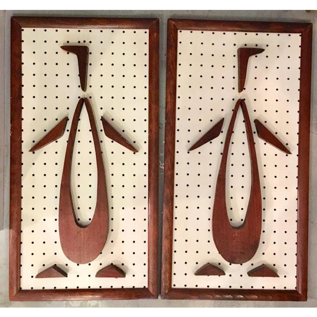 Stylized Wood Penguins on Perforated Hardboard For Sale In Miami - Image 6 of 6