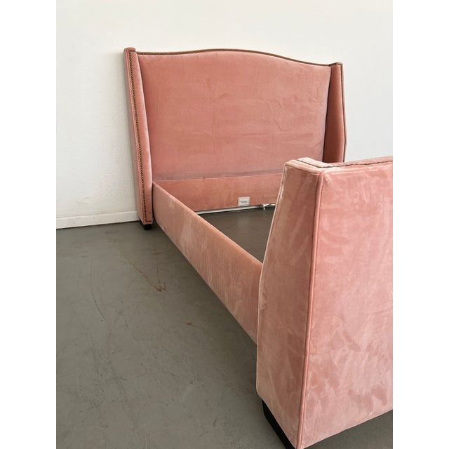 Mitchell Gold + Bob Williams Mitchell Gold Bob Williams Pink Velvet Queen Bed For Sale - Image 4 of 9