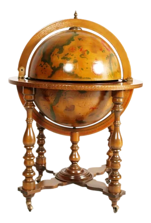 Italian Cocktail Bar Cart on Decorated World Map, 1950s