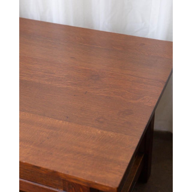 Brown Gustav Stickley Mission Oak Arts & Crafts Writing Desk or Library Table, Circa 1900 For Sale - Image 8 of 18
