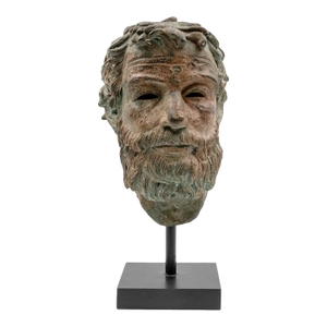 Grand Tour Style Verdigris Patinated Bronze Classical Head Fragment