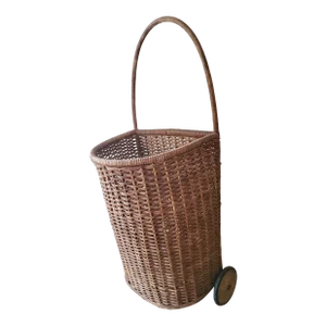 Vintage Rolling Market Basket Cart
