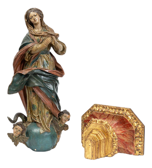 Neapolitan Artist, Sculpture of the Immaculate Virgin Mary, 18th Century, Polychrome Wood