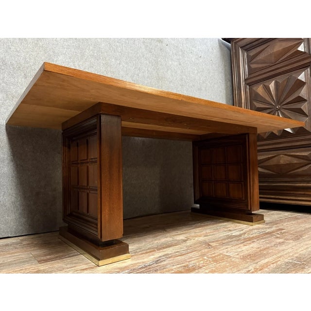 Wood Art Deco Conference Table in the style of Charles Dudouyt, 1940 For Sale - Image 7 of 7