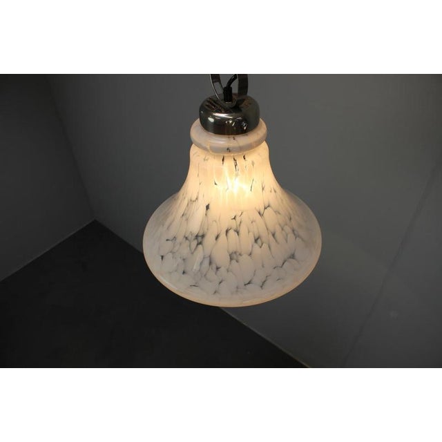 Mid-Century Czechoslovak Glass Pendant Lamp with Marbled Shade, 1970s For Sale - Image 11 of 13