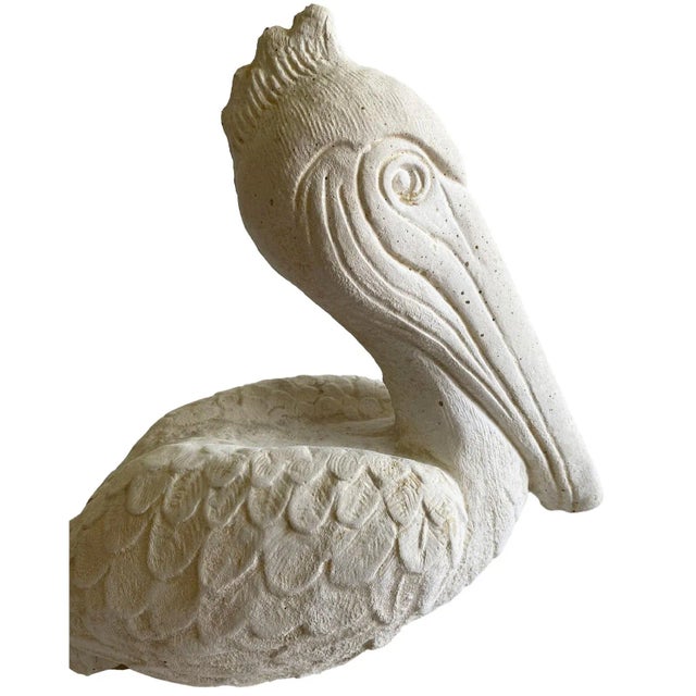 Traditional Vintage Pelican Indoor Outdoor Garden Figurine Decor Plaster Cement 1960s Palm Beach Regency For Sale - Image 3 of 6