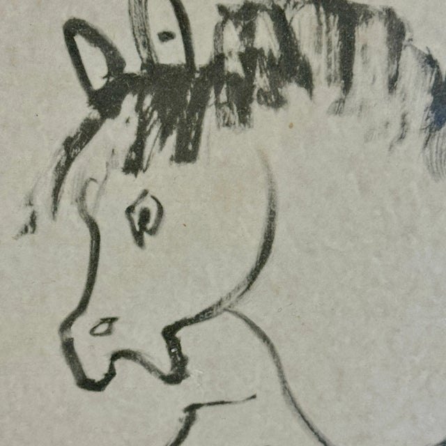 Vintage Han Dynasty Prancing Horse Watercolor on Paper Painting For Sale - Image 9 of 9