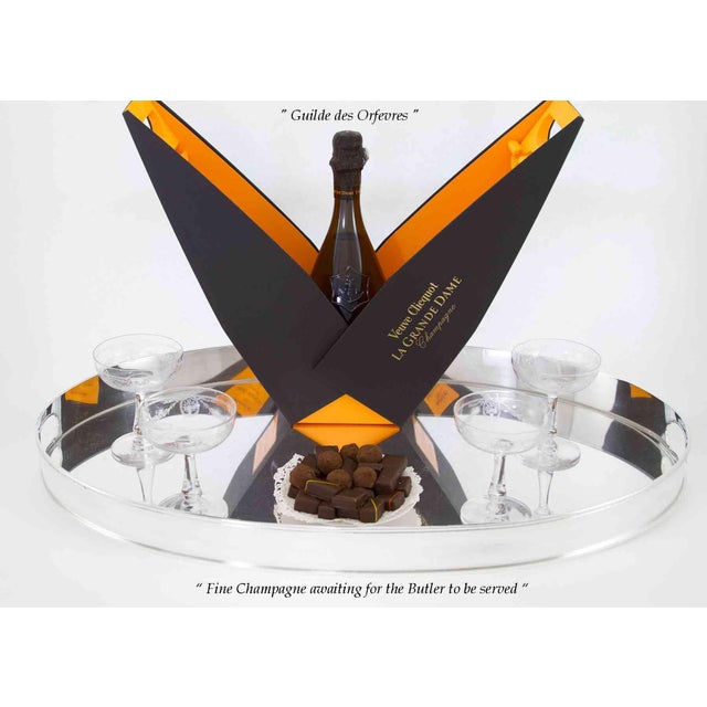 Silver 1990s New Silverplated Oval Gallery Tray With Plain Mount by Valsodo-Italy For Sale - Image 8 of 12