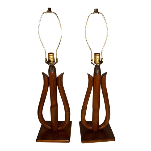 Rattan Lamps - a Pair For Sale