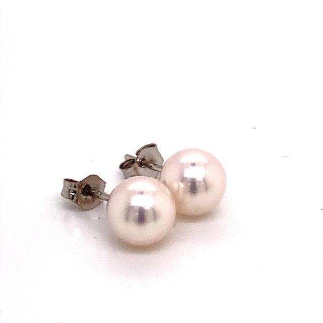 Akoya Pearl Earrings 14k White Gold Certified For Sale - Image 16 of 18